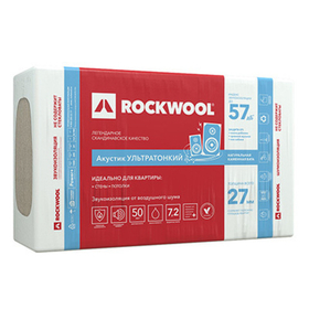 Базальтовая вата звукоизоляционная Rockwool Акустик Баттс Про ультратонкий 1000х600х27 мм 12 шт (7,2 м2; 60 кг/м3; 0,19 м3)