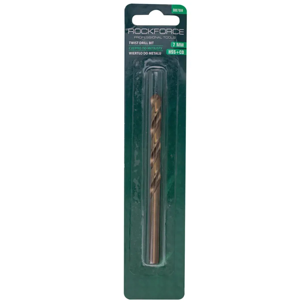 Сверло по металлу 7мм HSS+Co, в блистере RockForce##Rock FORCE RF-DB70H