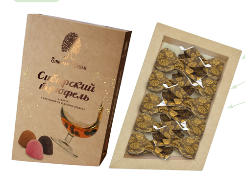 Сибирский трюфель Ассорти с кедровой настойкой / вишня, апельсин, кофе / 100 г / ТМ Сибирский кедр