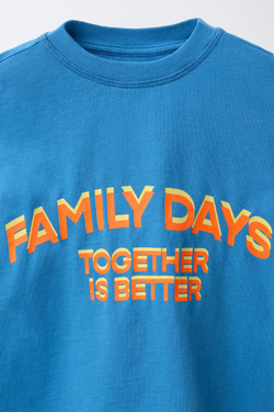 ZARA ФУТБОЛКА С НАДПИСЬЮ, СИНИЙ