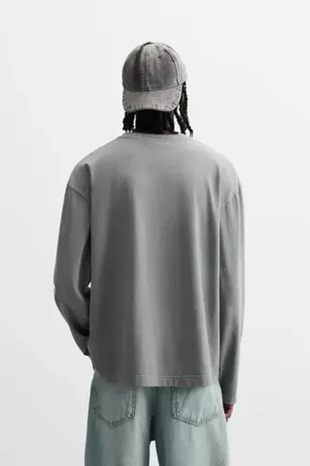 ZARA ФУТБОЛКА С ЭФФЕКТОМ ПОТЕРТОСТИ И ПРИНТОМ AEROSMITH ©, ТЕМНЫЙ АНТРАЦИТ