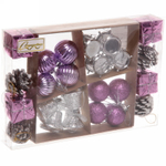 Набор украшений «Сказочная зима» 20*13,7*3 см (24 предмета), Серебро/фиолетовый