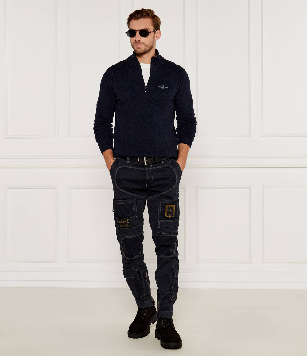 Шерстяной свитер Aeronautica Militare - темно-синий(MA1517L417)