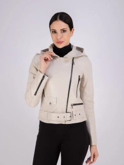 Куртка женская из натуральной кожи с капюшоном Турция