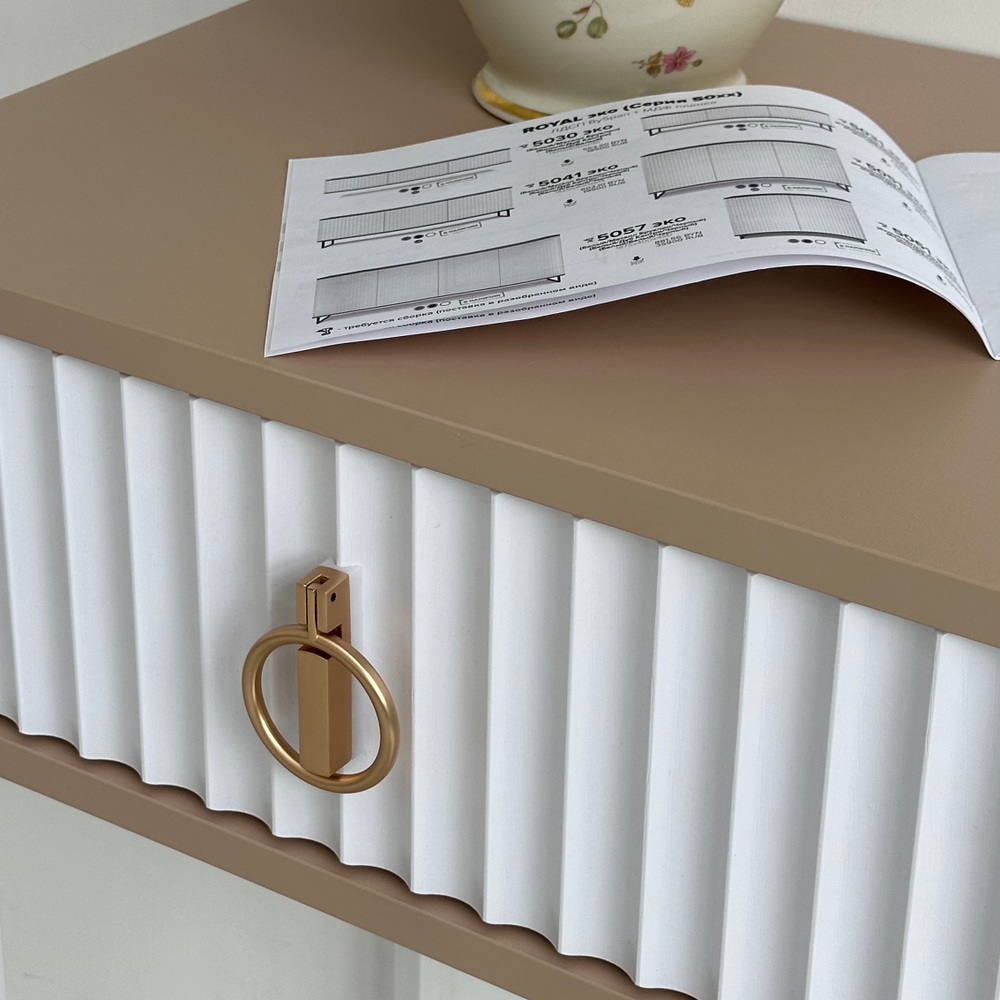 Туалетный столик консоль ROYAL 5111 эко (Макиато-Белый-р.золото)