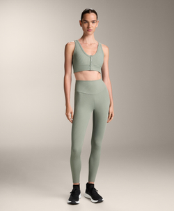 OYSHO Легинсы Comfortlux в рубчик с высокой талией, длиной до щиколотки, сине-зеленый