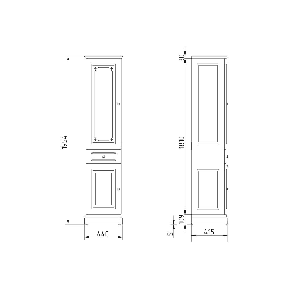 Шкаф-пенал Migliore Ravenna 27069, цвет oliva dorato 44 см