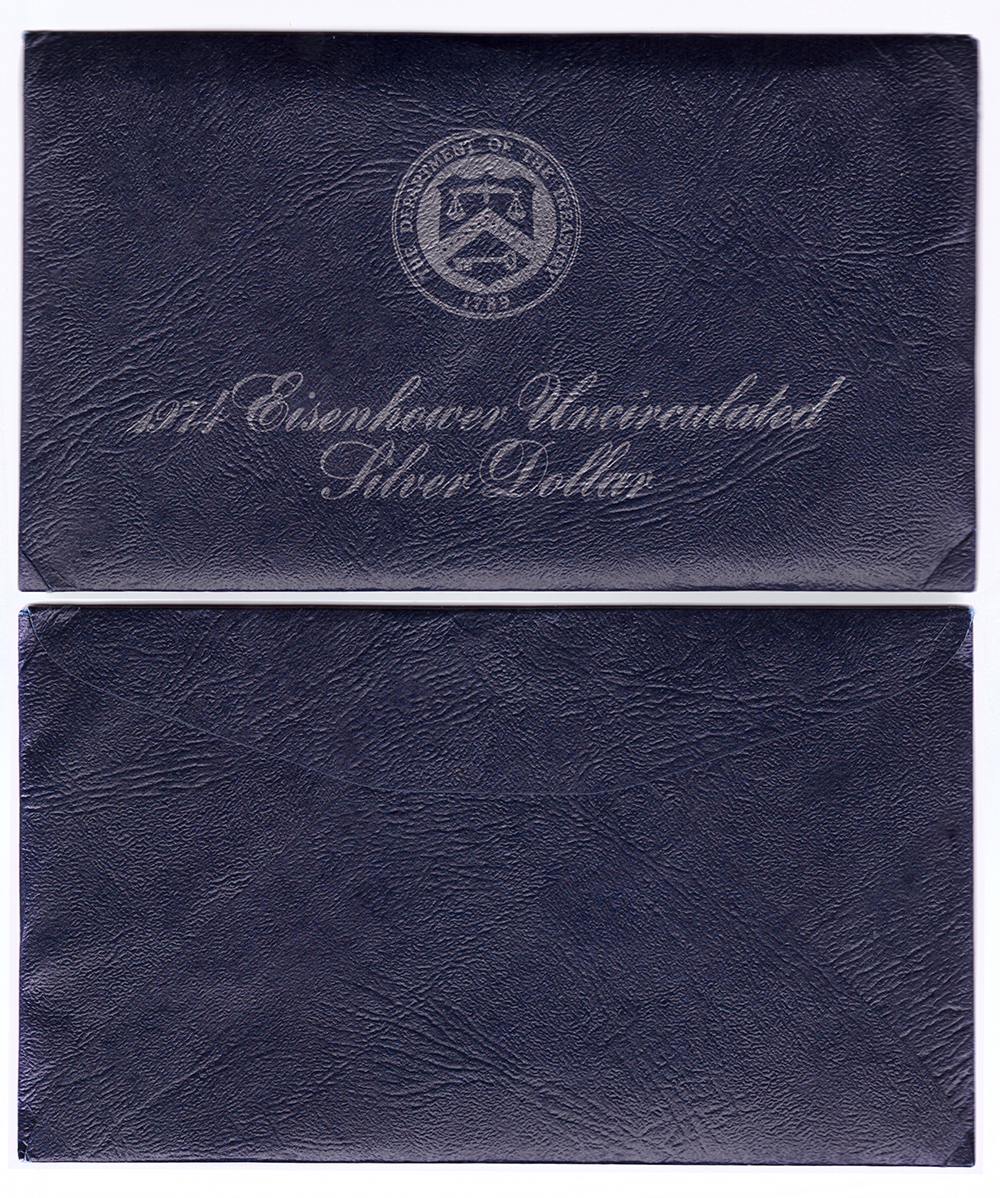 1 доллар 1974 (S) США Эйзенхауэр (лунный) с жетоном UNC (в родном конверте)