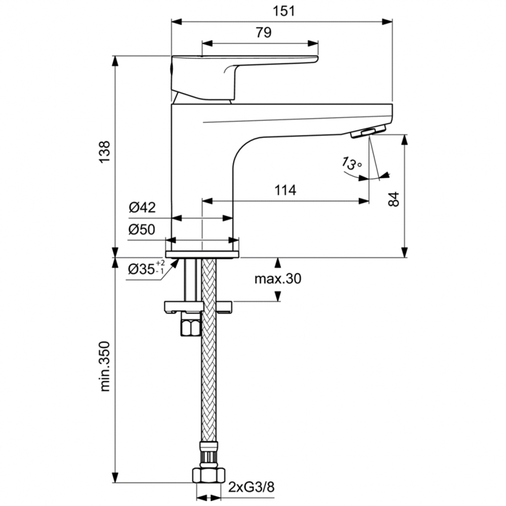 Смеситель Ideal Standard CERAFINE MODEL O BC696AA для умывальника