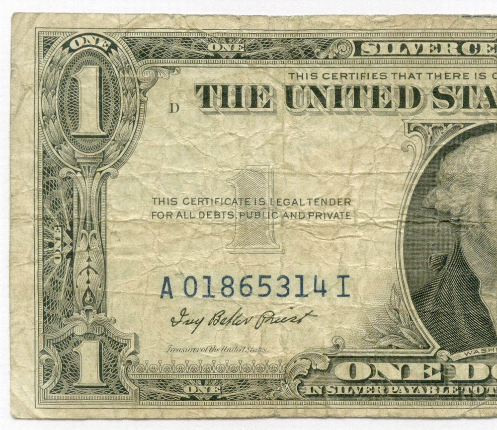 Банкнота США 1 доллар (серебряный сертификат) 1935E A 01865314 I. VG-F