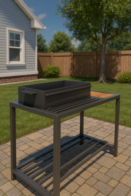 Мангал с деревянным столиком