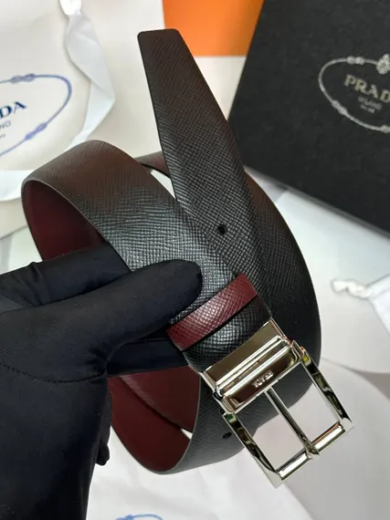 Двухсторонний ремень Prada, черный/бордовый