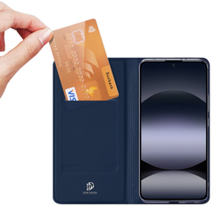 Чехол книжка из PU кожи синего цвета от Dux Ducis для смартфона Xiaomi Redmi Note 14 4G, серия Skin Pro Series Case