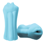 Голубой, светящийся в темноте мастурбатор-ротик BJ (Цвет: голубой)