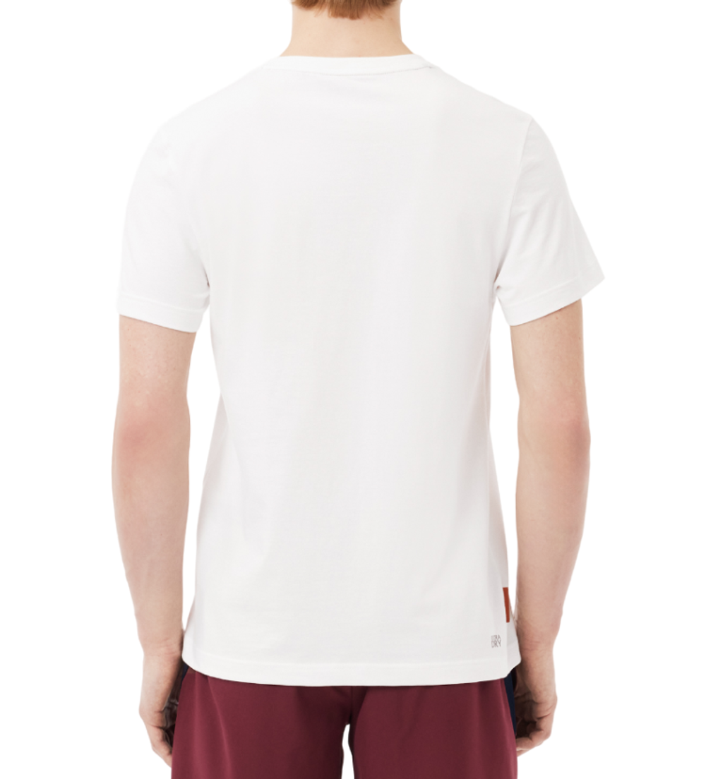 Мужская теннисная футболка Lacoste Ultra-Dry Sport Roland Garros Edition Tennis T-Shirt - белый