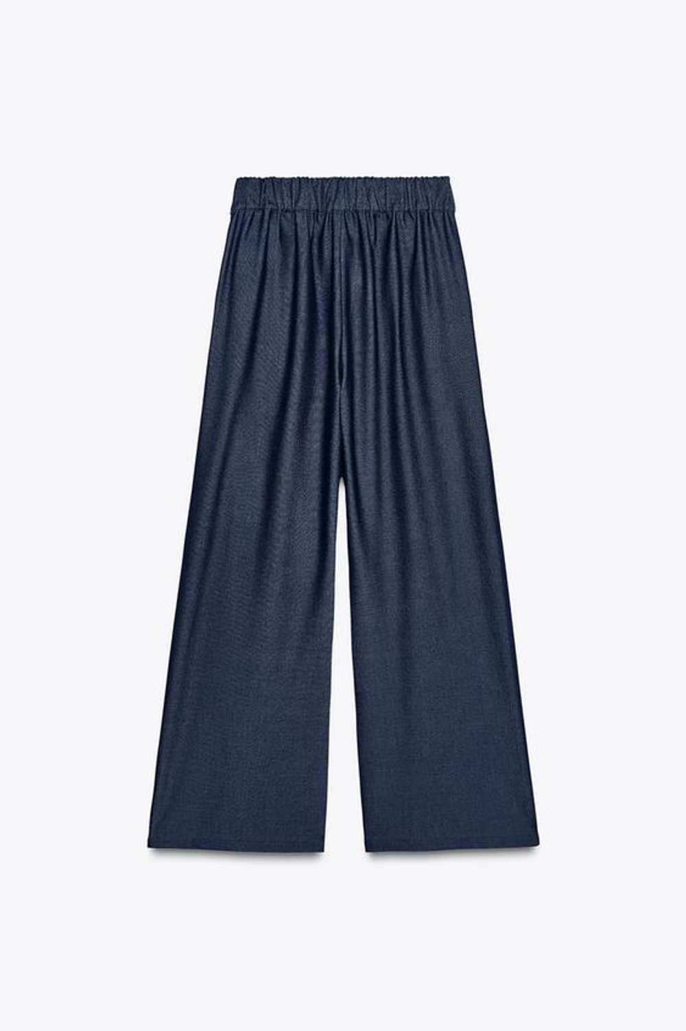 ZARA ШИРОКИЕ БРЮКИ С ЗАЩИПАМИ, СИНИЙ