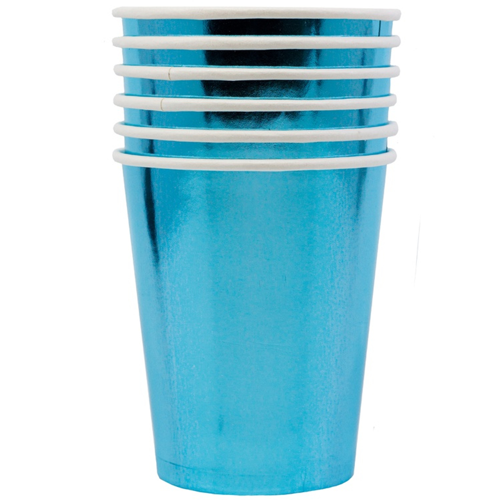 Стаканы фольгированные в голубом цвете, 250 мл, 6 шт