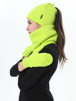 Комплект с начесом: снуд, варежки, шапка