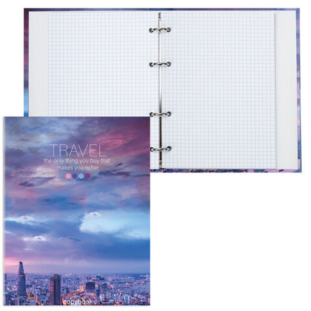 Тетрадь на кольцах А5 175х215 мм, 120 л., твердый картон, клетка, BRAUBERG, "Travel", 404080
