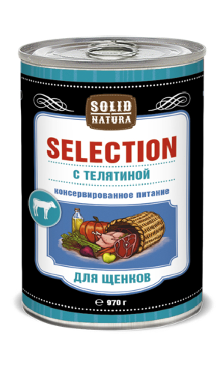 Solid Natura Selection Телятина влажный корм для щенков жестяная банка 970 г