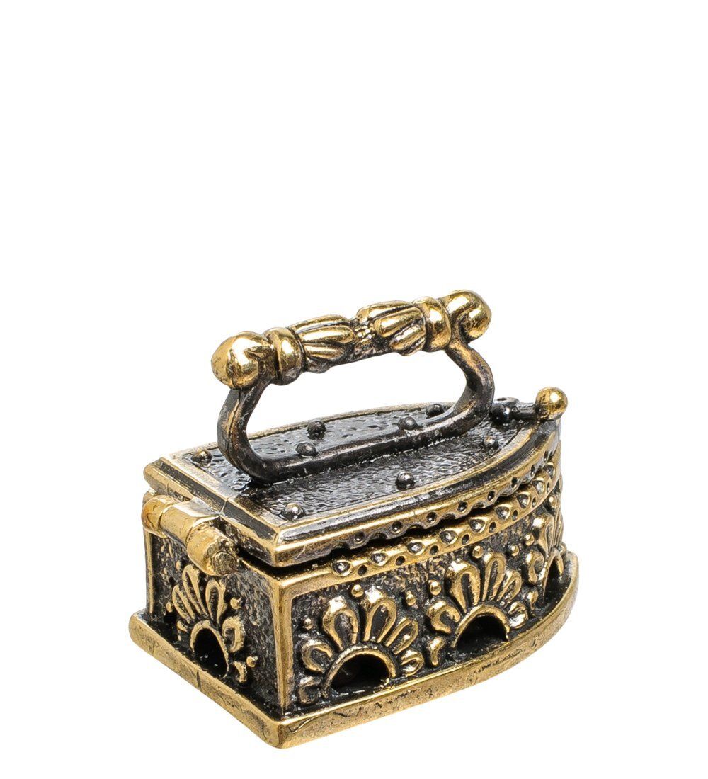 AM-1482 Фигурка «Утюг с галечкой» (латунь, янтарь)