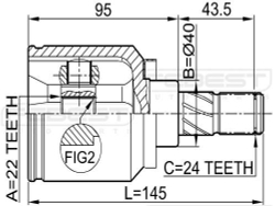 Шрус внутренний 22x40x24 (nissan almera b10rs (classic) Febest 0211N16).