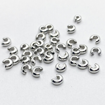 Шапочки для кримпов, цвет серебро (родий), размер 3 мм, цена за 10 шт