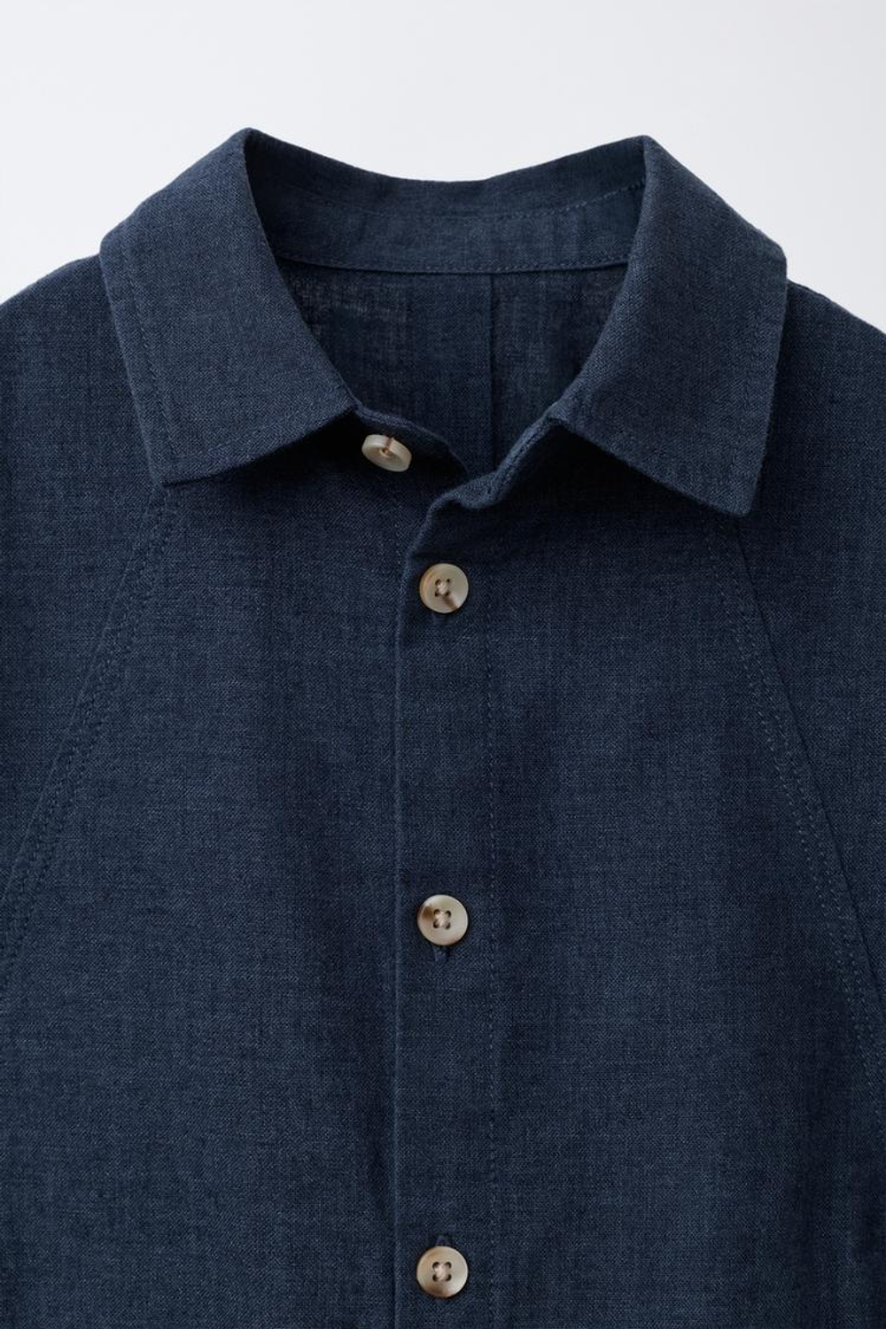 ZARA КУРТКА-РУБАШКА ИЗ ЛЬНА С КАРМАНАМИ, ИНДИГО