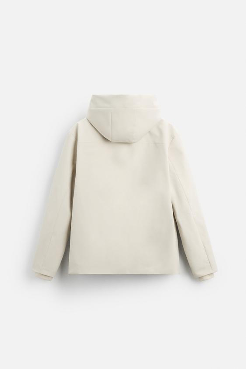 ZARA КУРТКА ИЗ ВЫСОКОТЕХНОЛОГИЧНОЙ ТКАНИ С КАПЮШОНОМ, ЖЕЛТОВАТО-БЕЛЫЙ