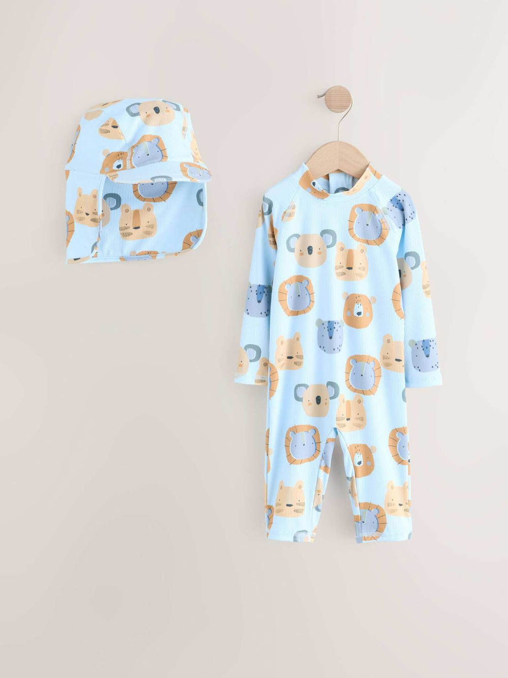 Костюм плавательный слитный и кепка в комплекте для мальчика Next E22-291, Голубой