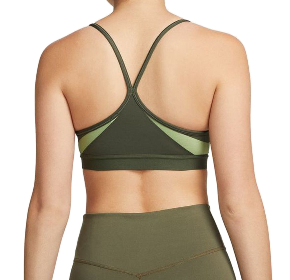ТОП теннисный Nike Indy Bra V-Neck - cargo khaki/alligator/cargo khaki/white