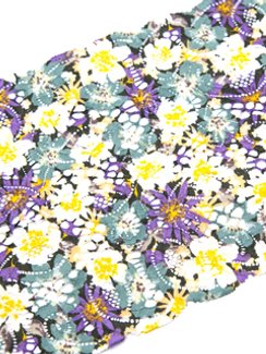 03-197 Кружево эластичное 19 см, ромашки, мята/желтый/сирень