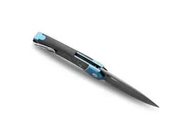 Нож складной Lion Steel Twain Damascus TW D BL - дамасская сталь, синий титан на рукояти