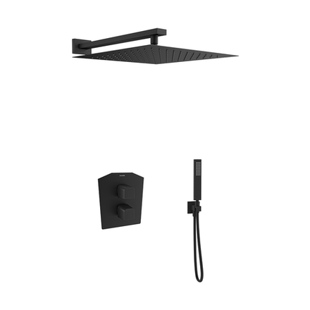 Встраиваемый термостат. смеситель для душа на 2 вых. с троп. и руч. душем PRISMA K4287011NM черный