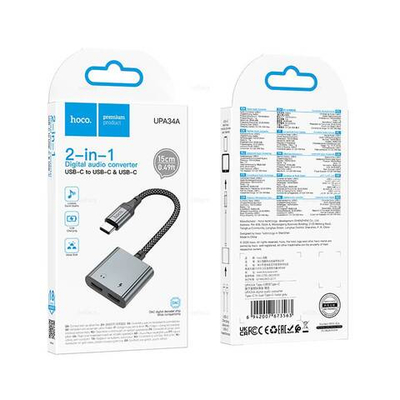 Hoco UPA34A цифровой аудио конвертер Type-C на два Type-C