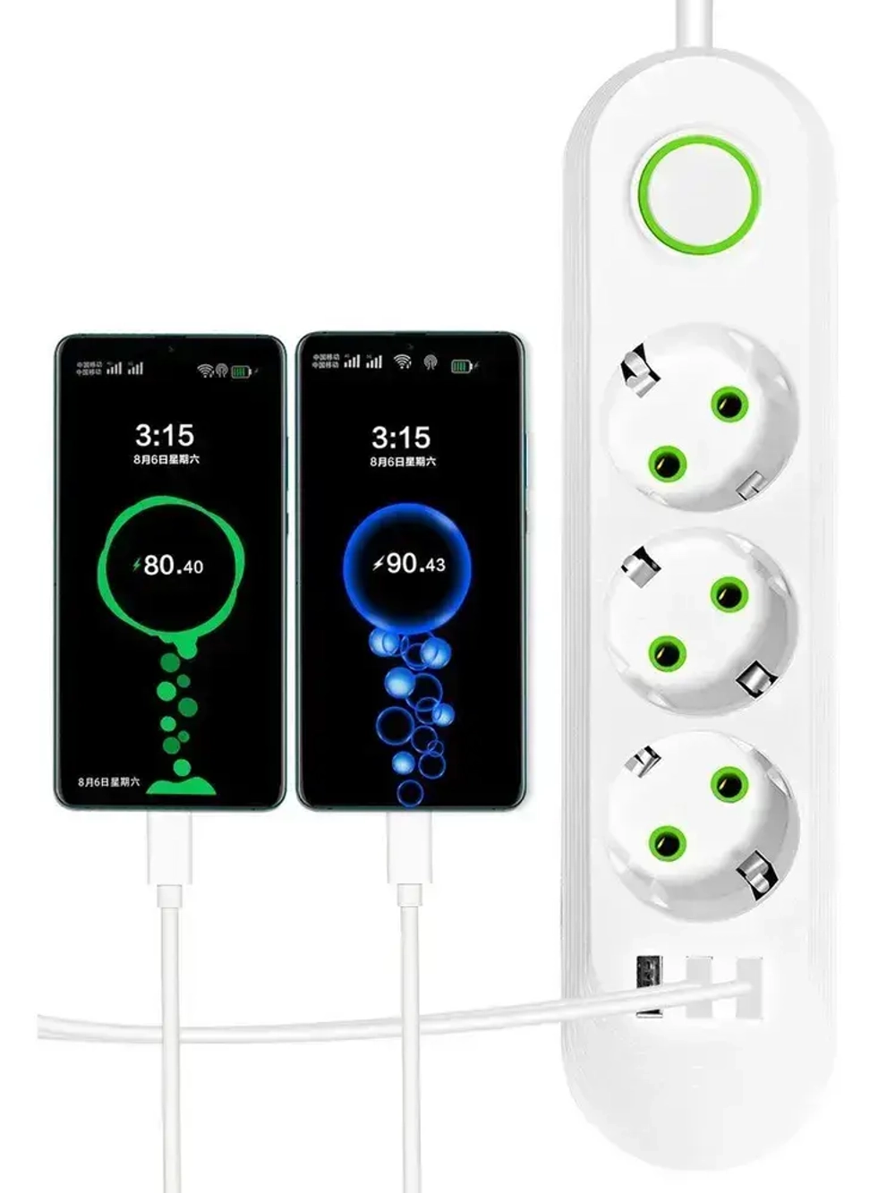 Удлинитель сетевой фильтр 10 метров 3 розетки 3 USB Белый