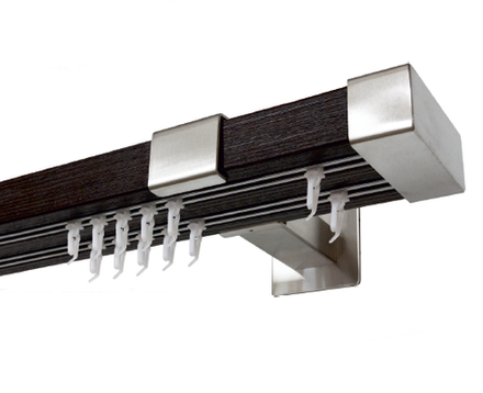 Карниз профильный двухрядный Бинарио венге тренд/сталь