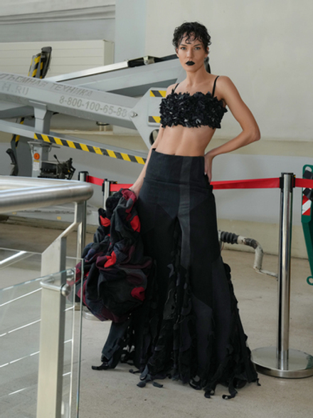 Топ-бюстье из денима, чёрный