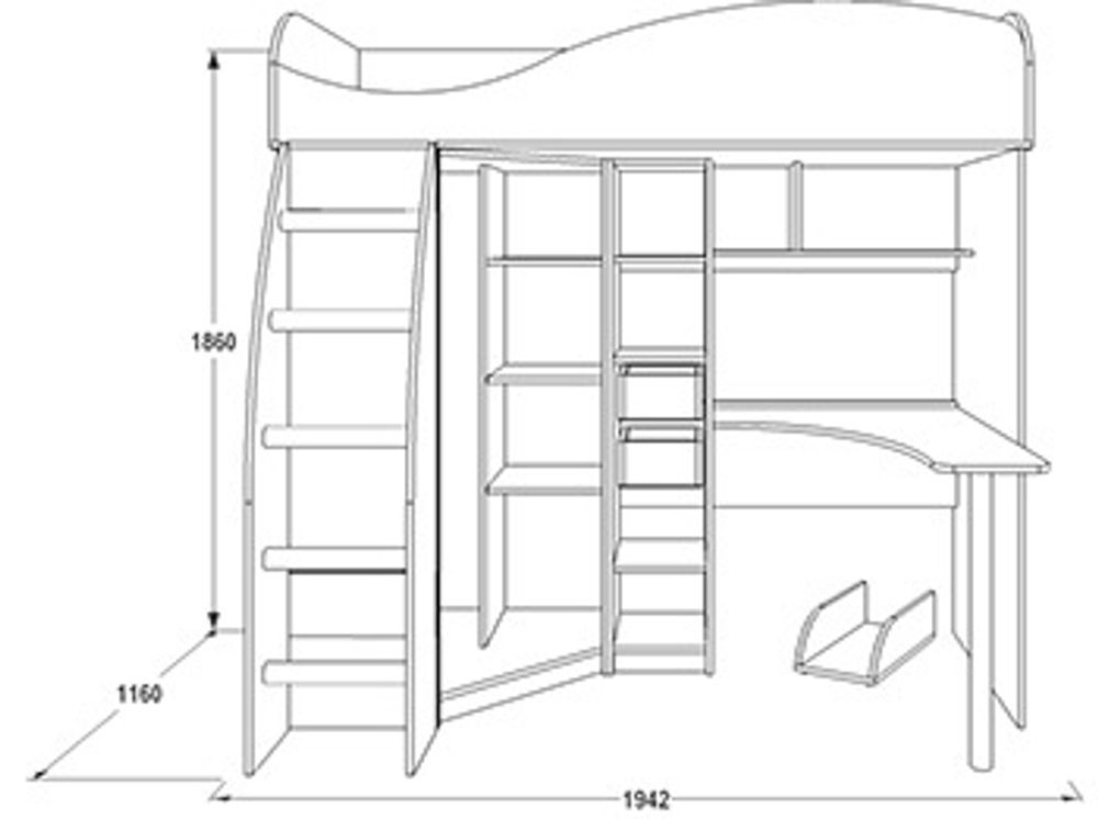 Уголок школьника "Омега  9" (млечный дуб/лайм/арт лайм), ЛДСП/МДФ, Фант-мебель, г. Волжск