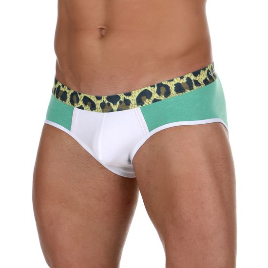 Мужские брифы зеленые с белой вставкой Van Baam