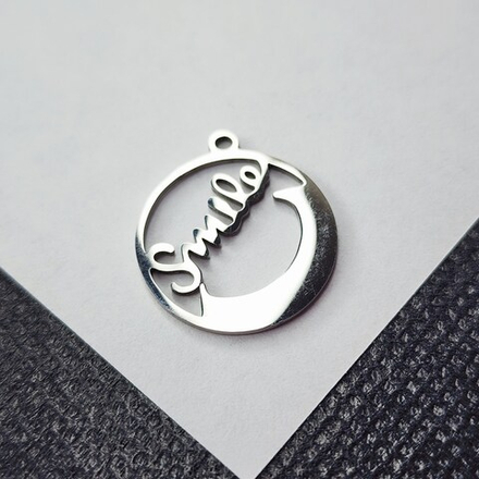 Подвеска, сталь, улыбка, смайлик, р-р 20×18мм, штучно