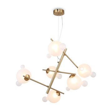 Подвесной светильник 6*G9 FR5374PL-06BS латунь/матовый белый Flaty Modern Freya