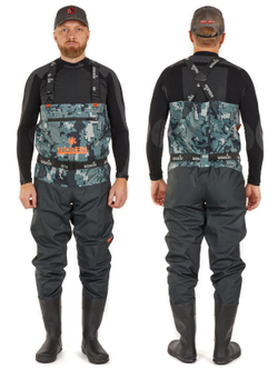 Полукомбинезон заброд. Norfin PILOT CAMO BOOTFOOT р.44-L с сапогами резина