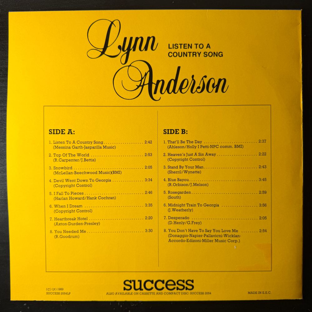 Lynn Anderson ‎– Listen To A Country Song (Европа 1989г.) Т