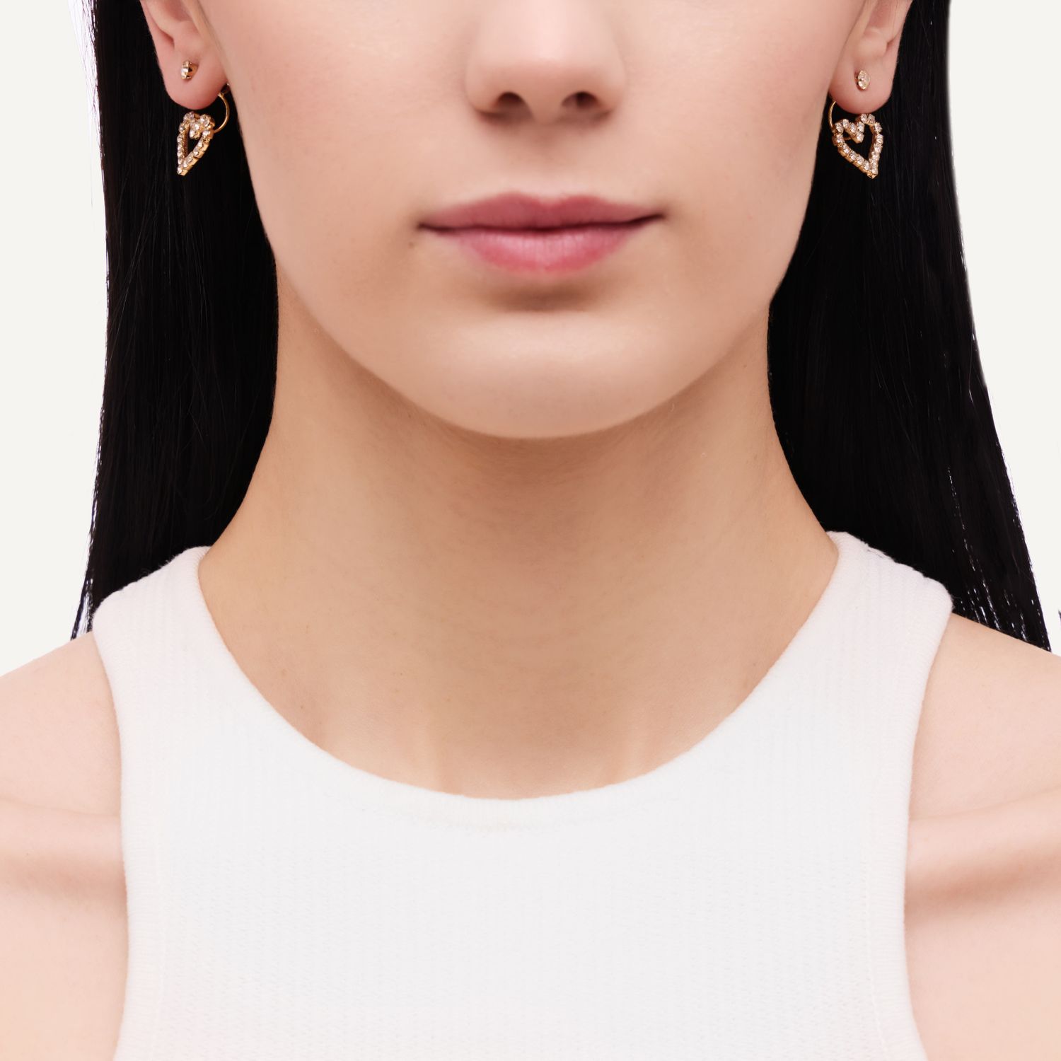 Серьги Sparkly Heart Earrings - Gold