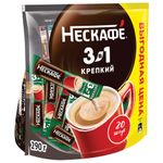 Кофе растворимый порционный NESCAFE "3 в 1 Крепкий", КОМПЛЕКТ 20 пакетиков по 14,5 г, 12460873