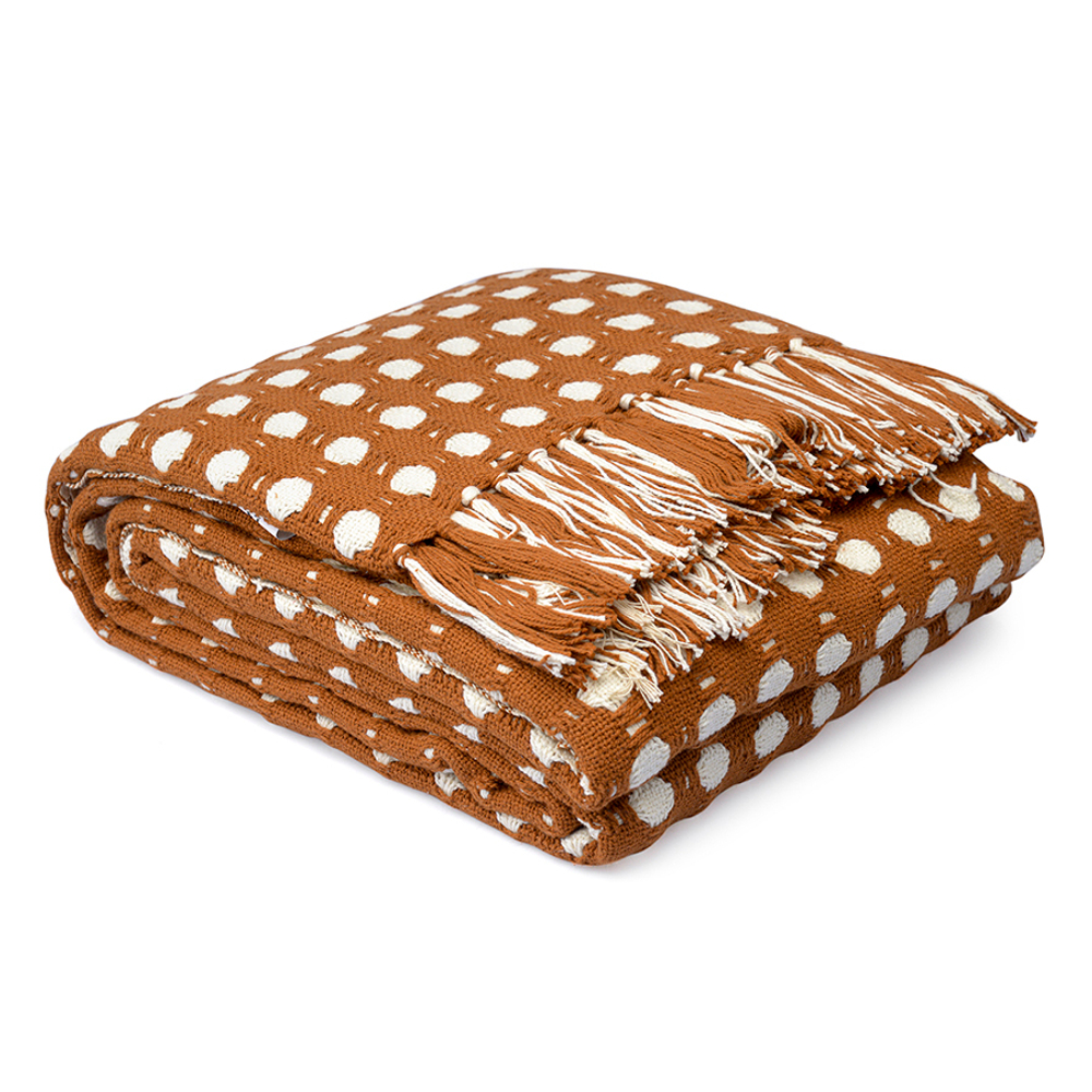 Покрывало из хлопка polka dots карамельного цвета из коллекции essential, 180х250 см