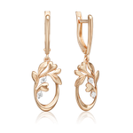 Серьги «Цветущее дерево» с английским замком из красного золота с фианитами