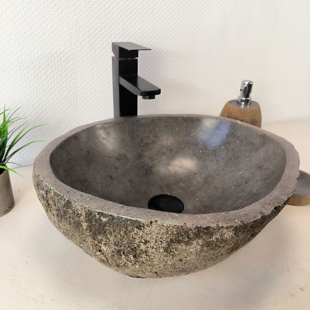 Раковина из речного камня RS-66019 45х38х15 из натурального камня