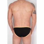 Мужские трусы слипы черные с белой вставкой и оранжевой резинкой Cosmos Colors PC40_OPW